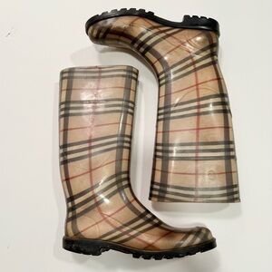 Burberry Plaid Winter & Rain Boots - Beige and Black